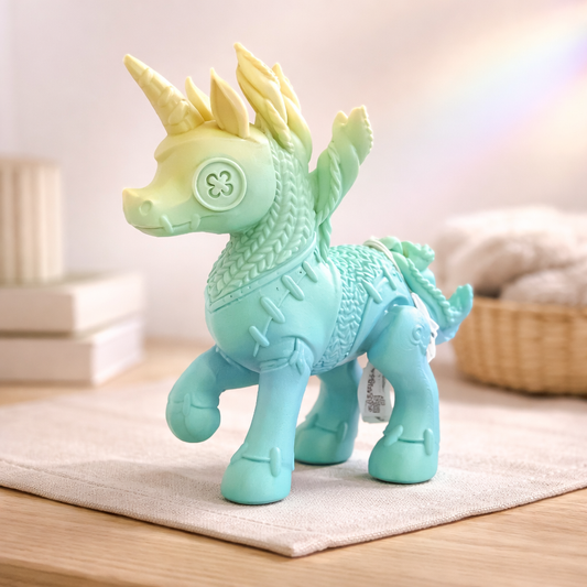 3D Blue Green Unicorn