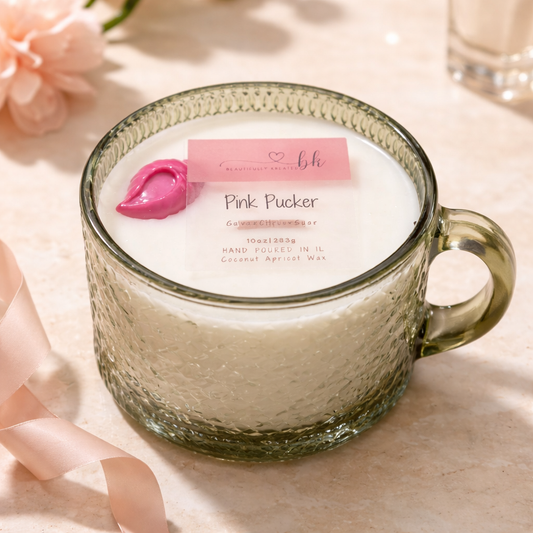 10oz Pink Pucker Green Dish