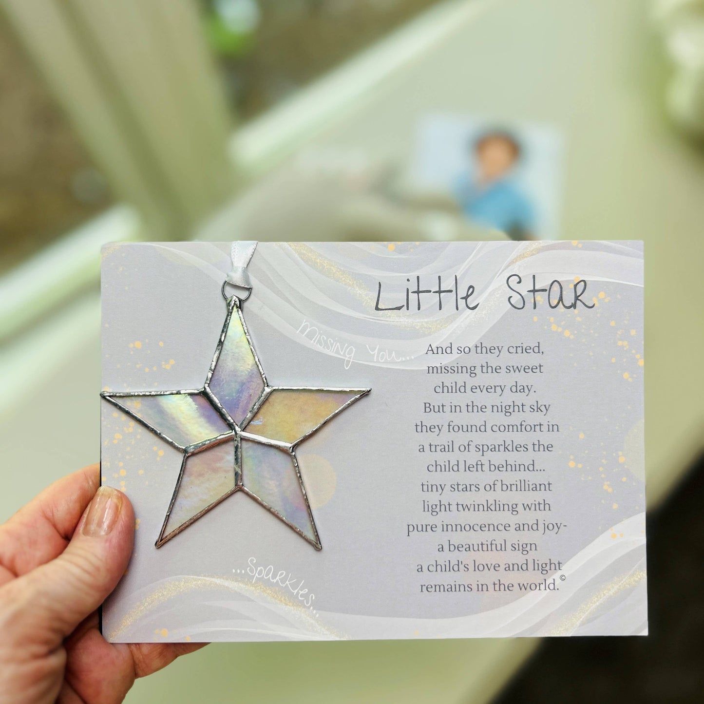 Little Star Infant/Child Memorial Handmade  Glass Star 7723